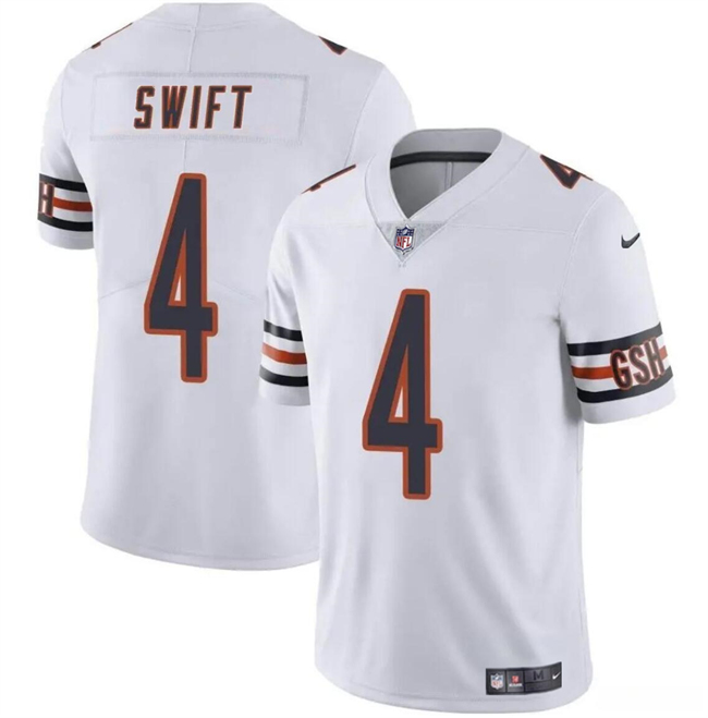 Men's Chicago Bears #4 D??Andre Swift White Vapor Football Stitched Jersey